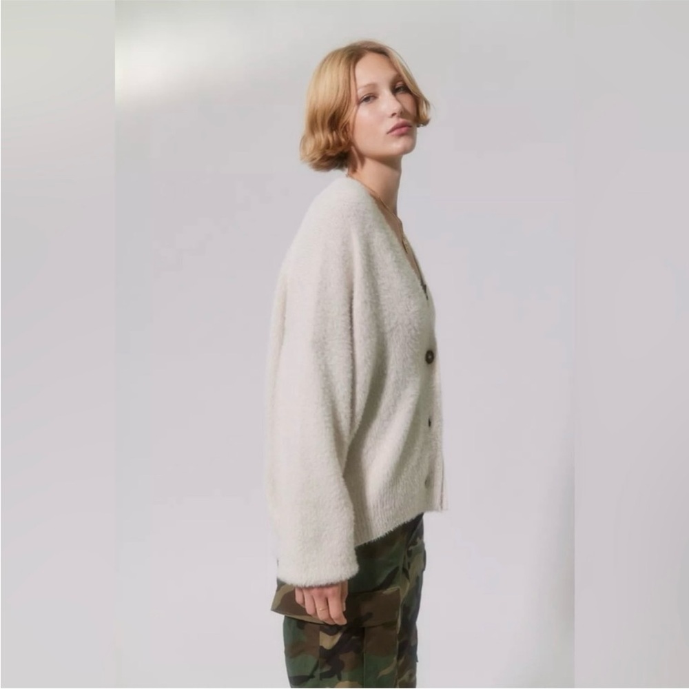 “Sunday Morning Knit” Urban Outfitters Fuzzy Cream Cardigan - Picture 5 of 10